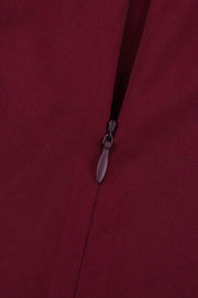 V-neck Wine Red Ruffle Long Party Dress
