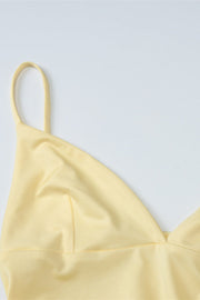 Yellow Straps V Neck A-line Short Dress