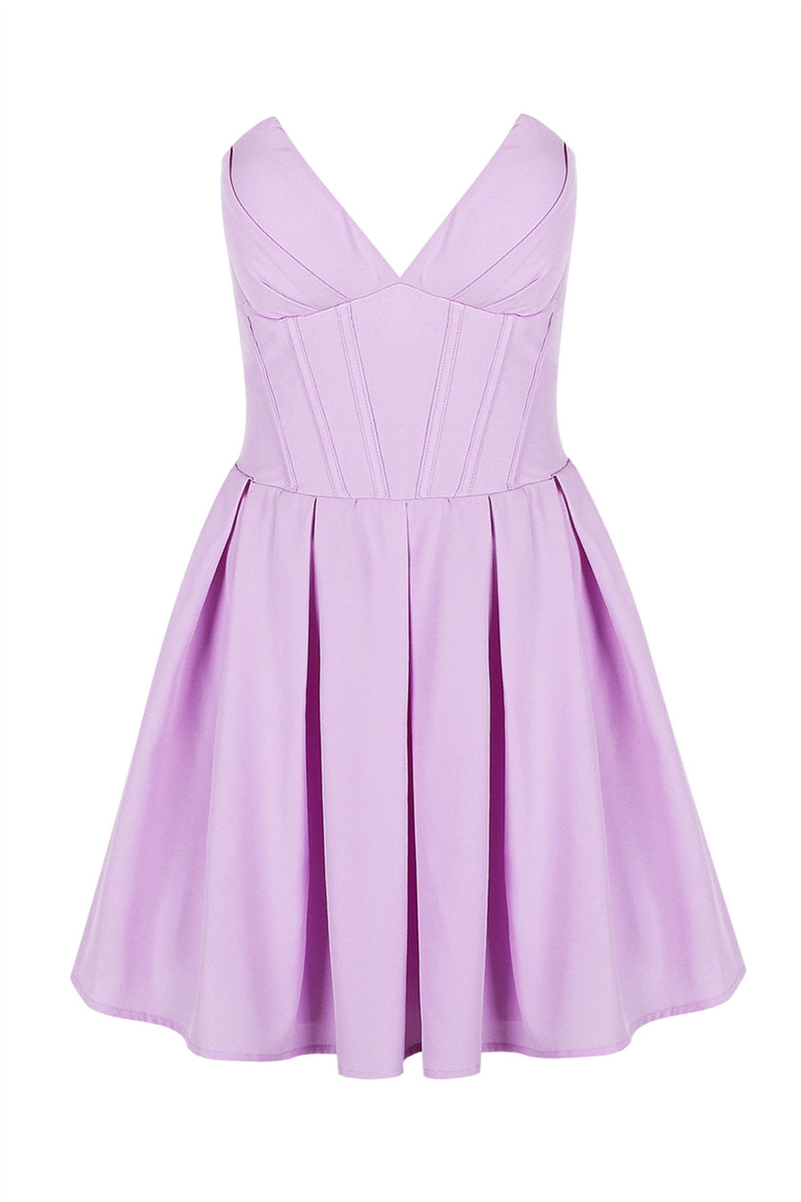 V-neck Lavender Pleated Short Party Dress