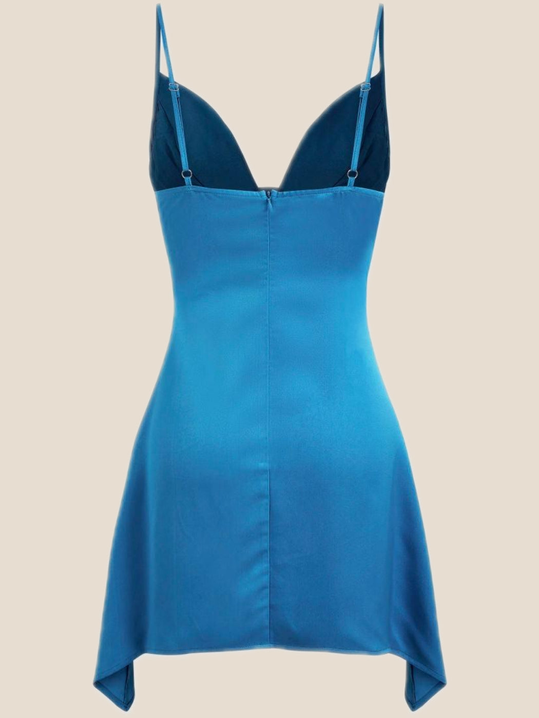 V Neck Blue Satin Short Homecoming Dress