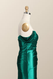 Off the Shoulder Green Satin Mermaid Formal Dress