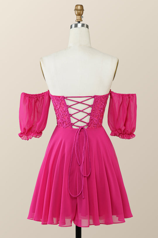 Sweetheart Fuchsia A Line Tulle Short Homecoming Dress With Ruffles main image 0