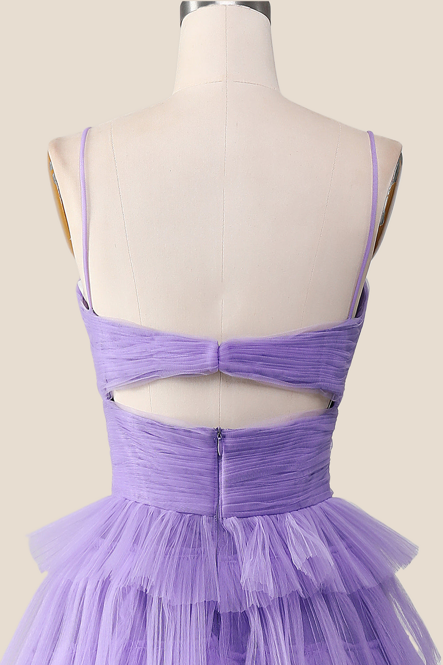 Knotted Purple Tulle Tiered Long Party Dress