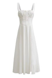 Yellow Tie Front Ruched Long Dress with Slit