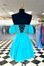 Royal Blue Short Chiffon Homecoming Dress