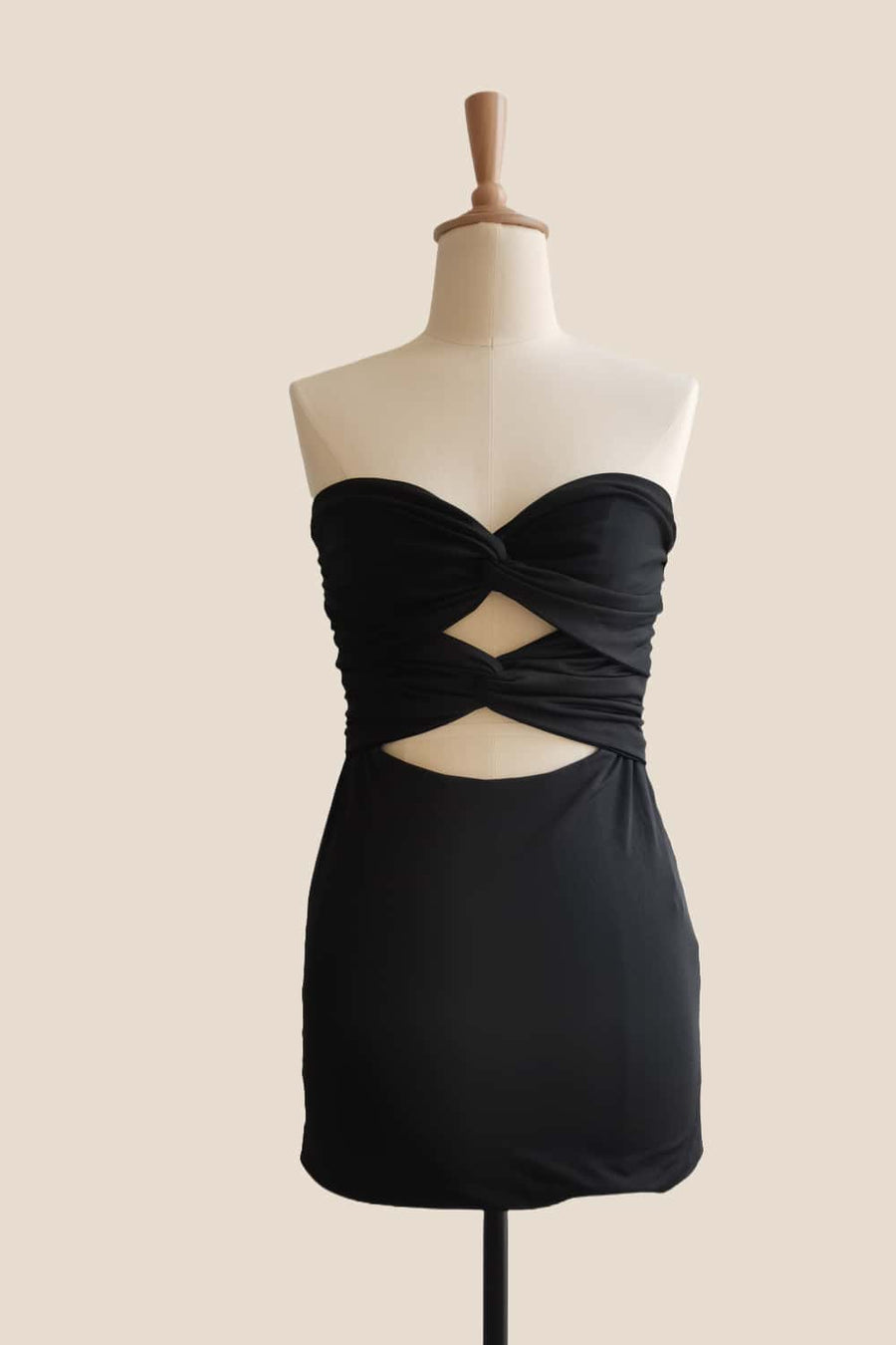 Double Twists Black Fitted Mini Dress
