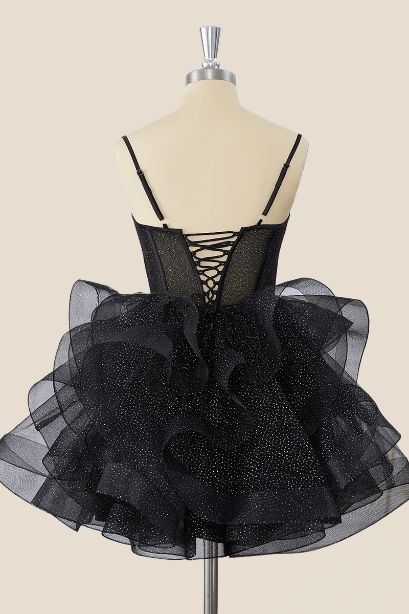 Black Corset Ruffles A-line Party Dress