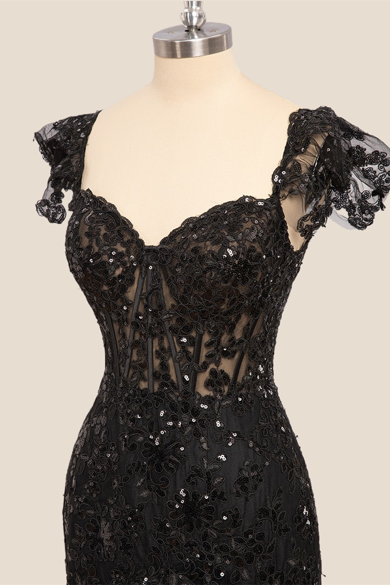 black sequin tulle mermaid ruffles long prom dress $ 174 . 00 $ 174 ...