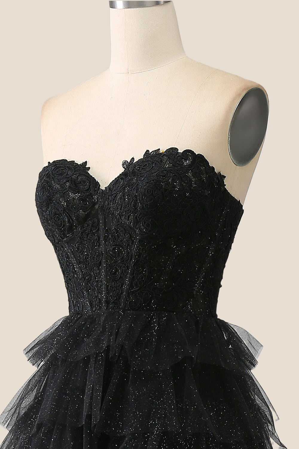 black appliques tulle tiered ruffles long party dress $ 277 . 00 $ 277
