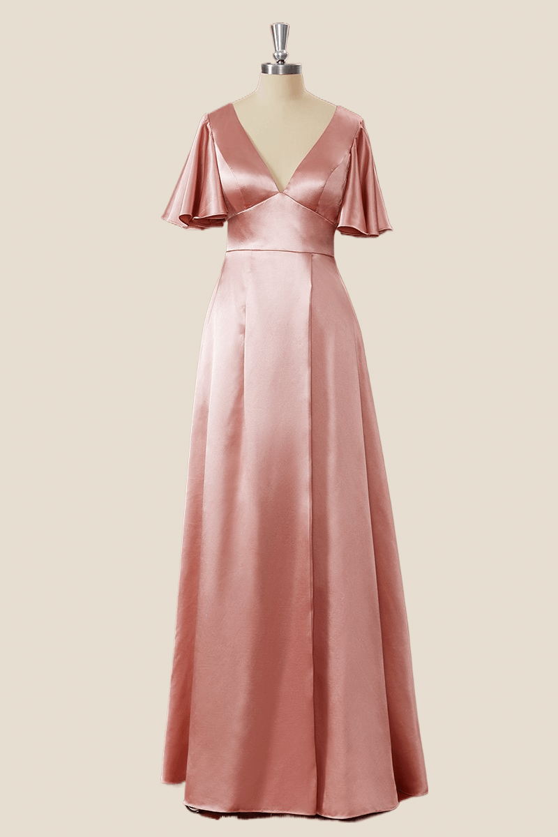 Blush silk hot sale bridesmaid dresses