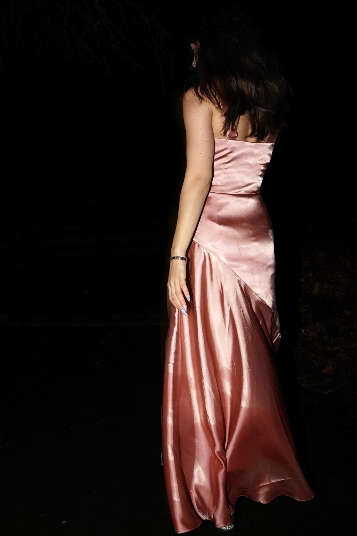 Blush Pink Silk Sheath Long Dress with Slit