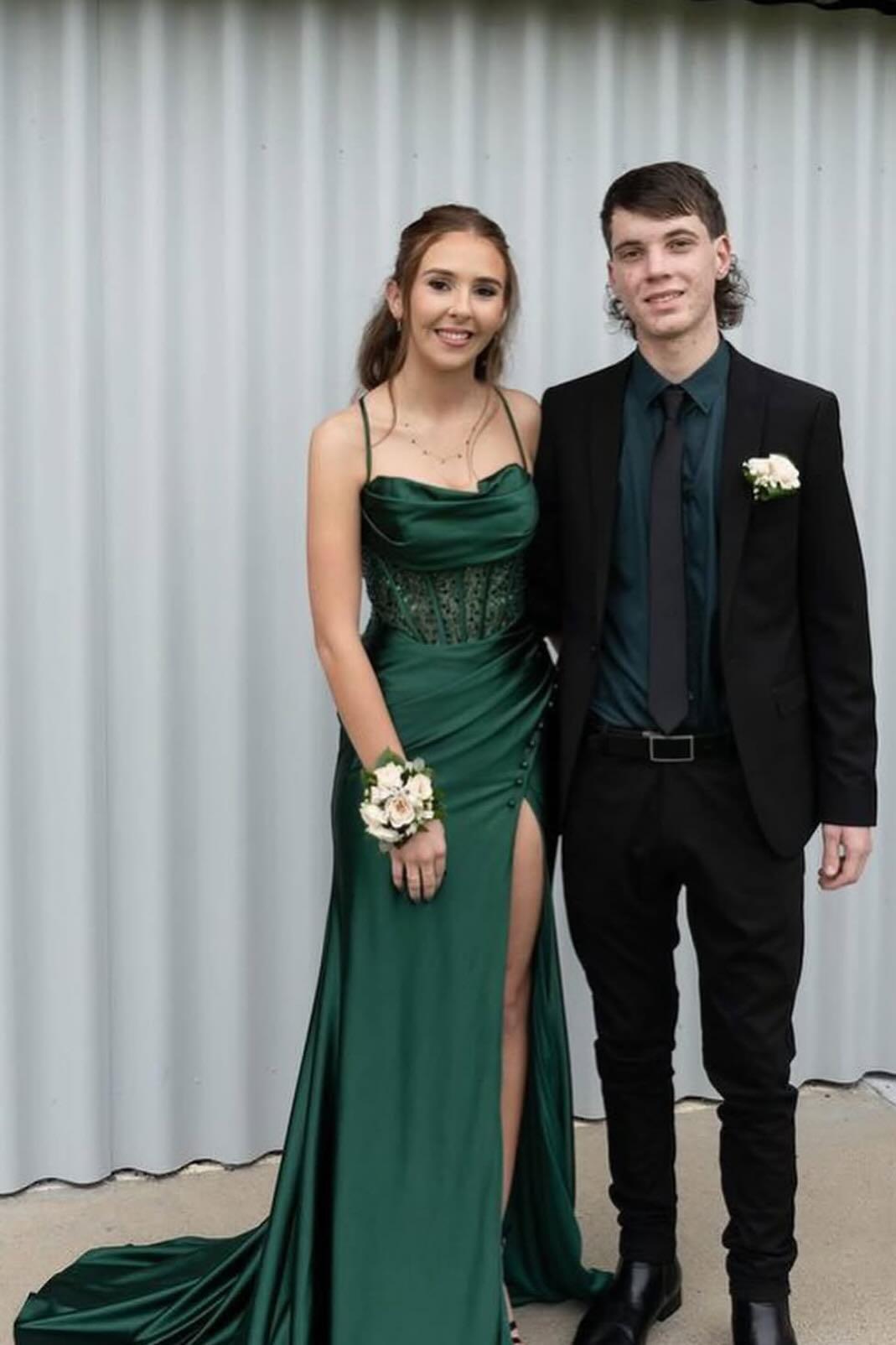 Sage Green Ruched Corset Mermaid Long Prom Dress