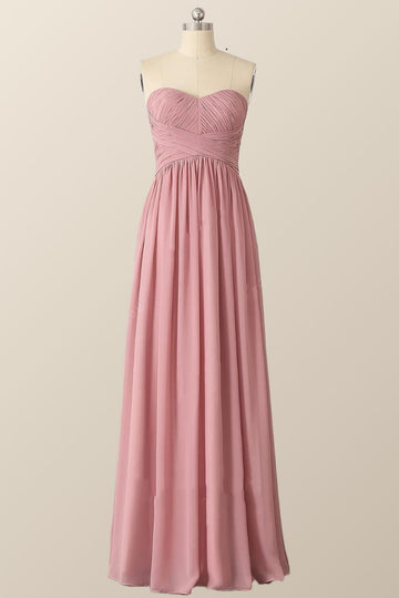 Cami Strap Chiffon Sheath Bridesmaid Gown in Candy Pink main image 0