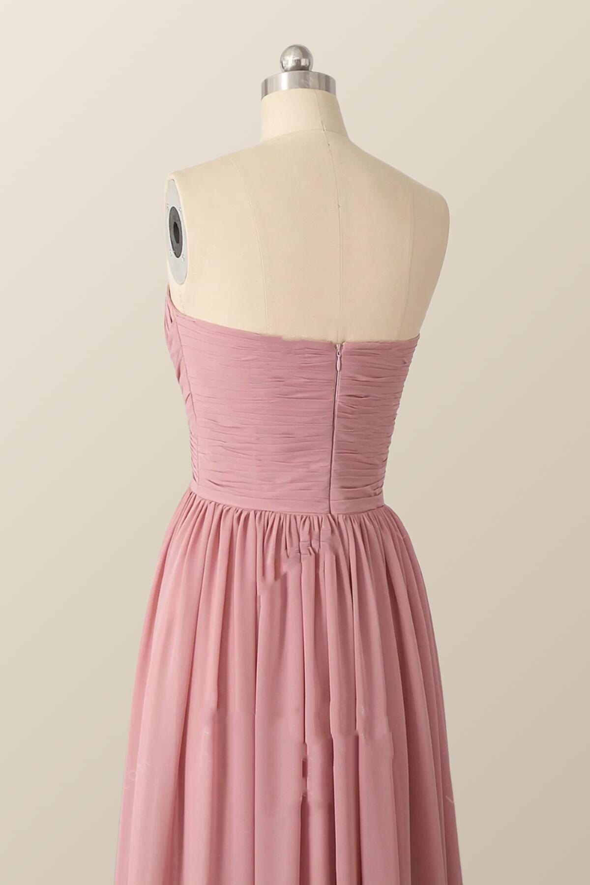 sweetheart blush pink chiffon long bridesmaid dress $ 114 . 00 $ 114