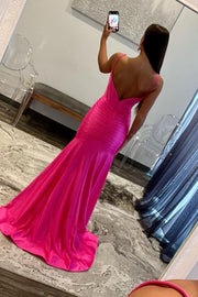 Spaghetti Straps Green Satin Mermaid Prom Dress