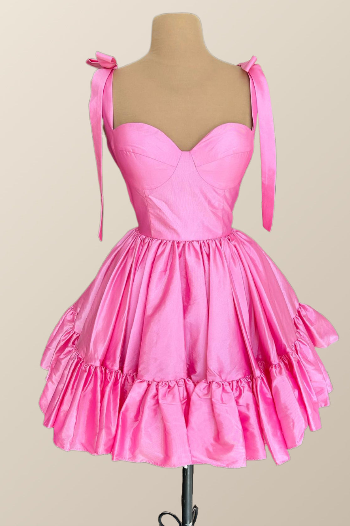 hot pink dress with bow Chic Strapless A-Line Homecoming Bows Movousdress Short Length Back Cut out Strapless Maxi with