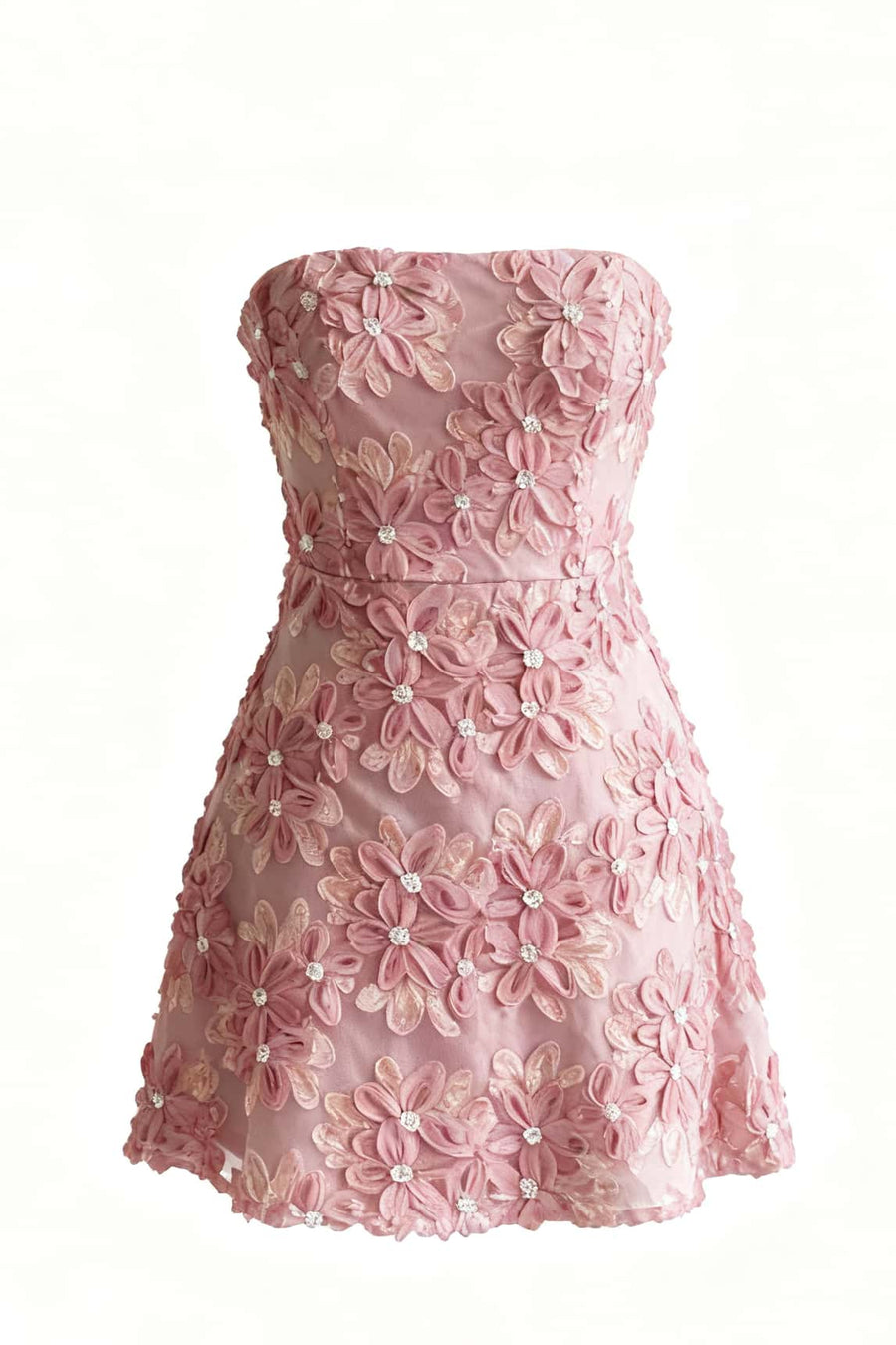Pink Floral A-line Short Princess Dress
