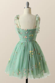 Green A-line Floral Short Princess Dress