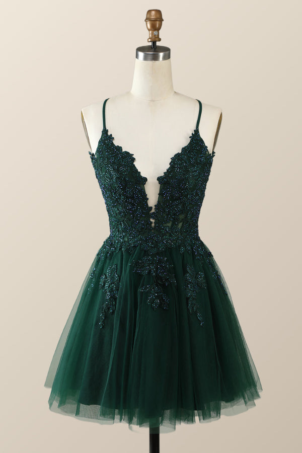short formal emerald green dress Appliques A-line Homecoming – Ohmollydress PROM QUEEN cocktail parties Timeless Elegance Olive Green colour:Green