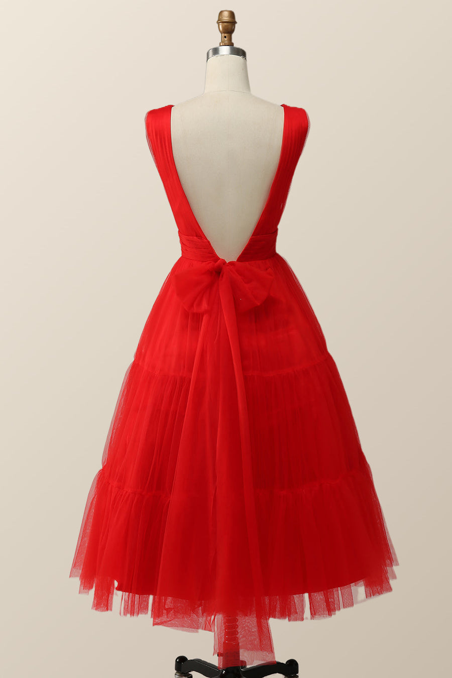 Empire Red Tulle A-line Midi Dress Ohmollydress Empire Red Tulle A-line Midi Dress Ohmollydress