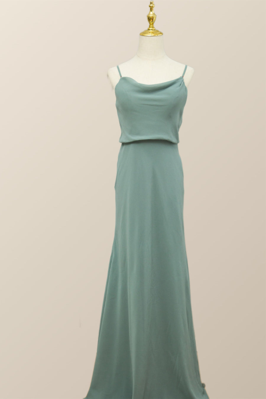 Straps Sea Glass Blouson Chiffon Long Bridesmaid Dress Ohmollydress Straps Sea Glass Blouson Chiffon Long Bridesmaid Dress Ohmollydress