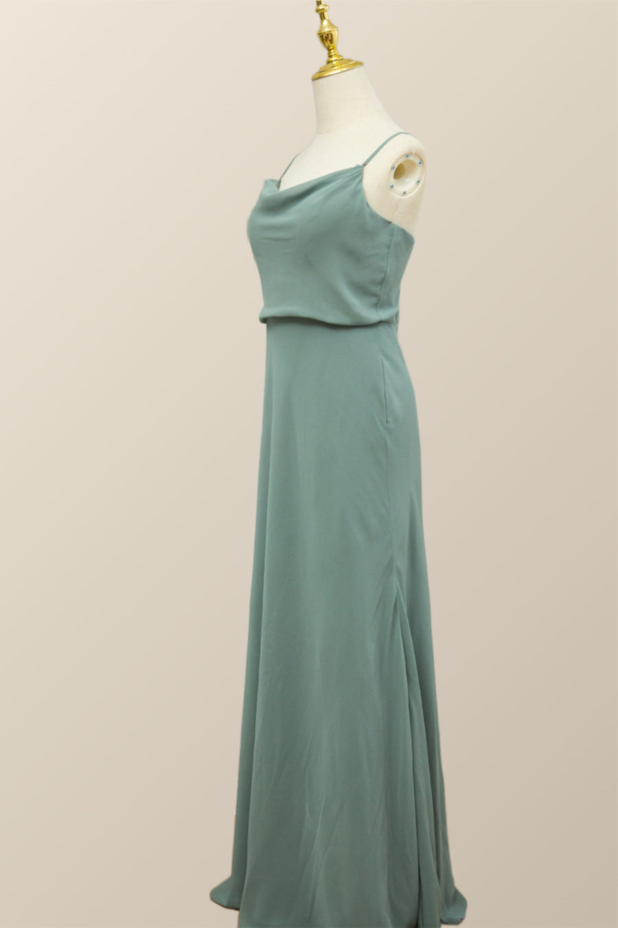 Straps Sea Glass Blouson Chiffon Long Bridesmaid Dress Ohmollydress Straps Sea Glass Blouson Chiffon Long Bridesmaid Dress Ohmollydress