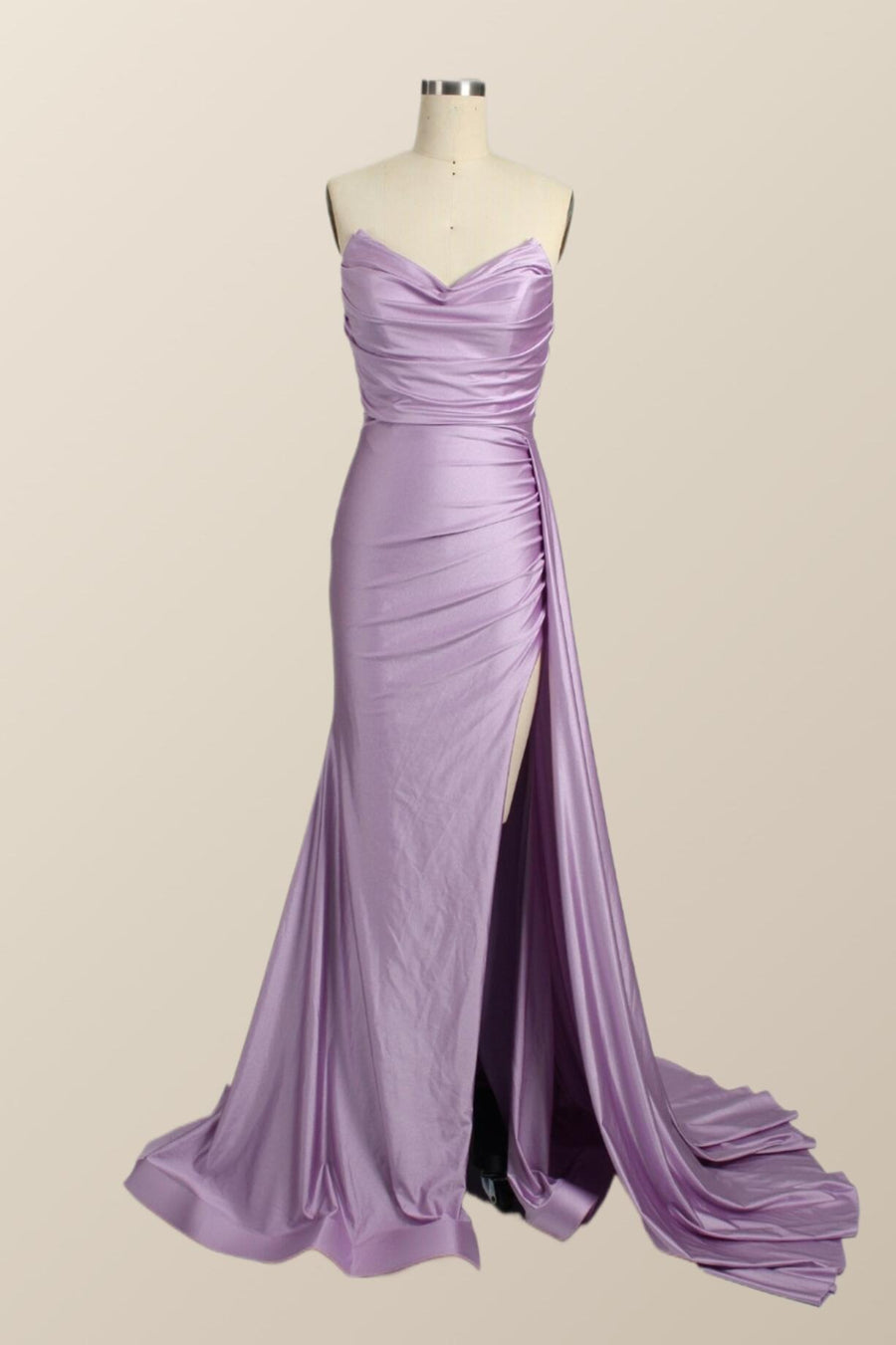 Sweetheart Lilac Ruched  Mermaid Long Formal Dress
