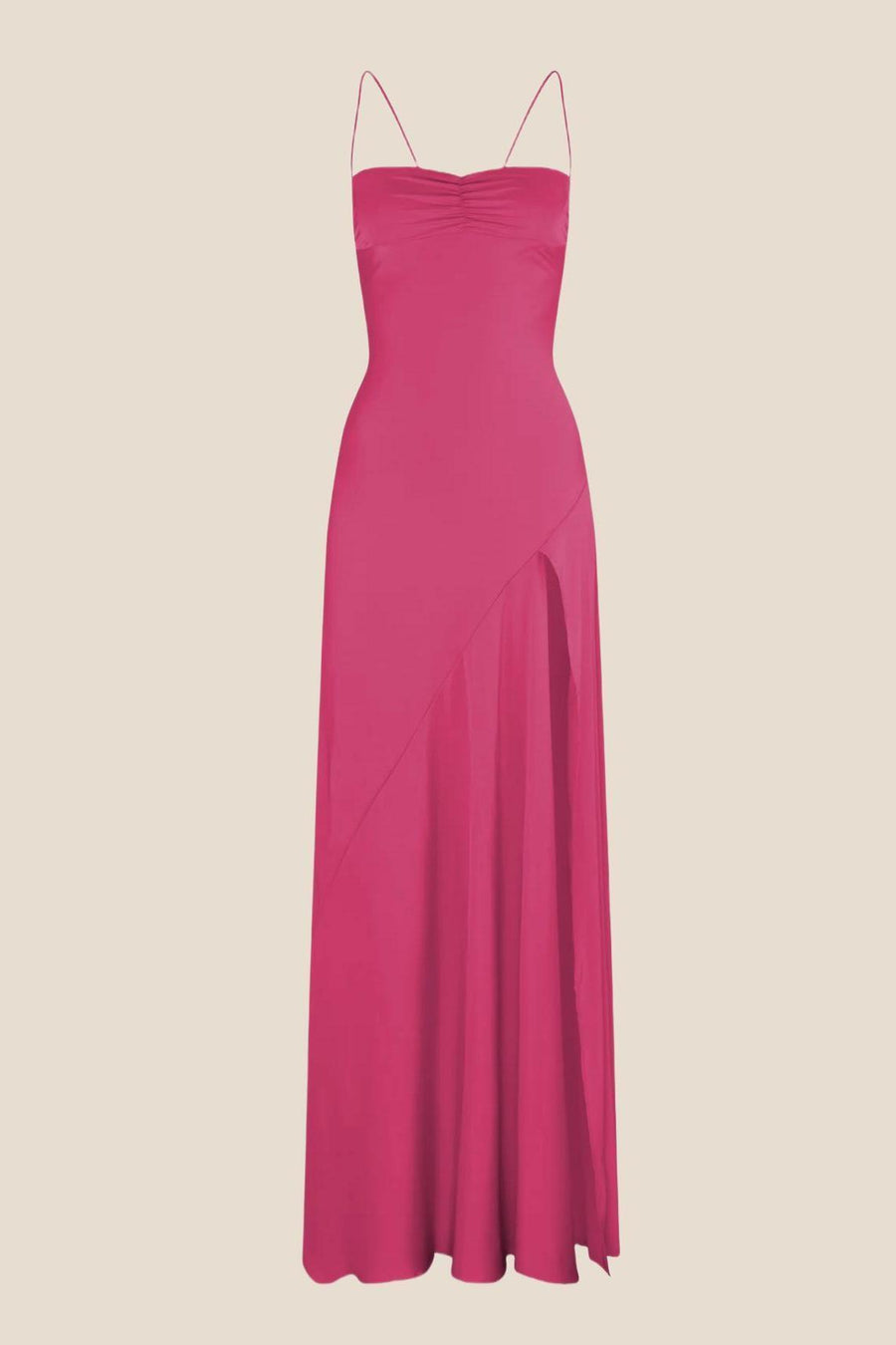 Spaghetti Straps Fuchsia Long Dress with Slit Ohmollydress Spaghetti Straps Fuchsia Long Dress with Slit Ohmollydress