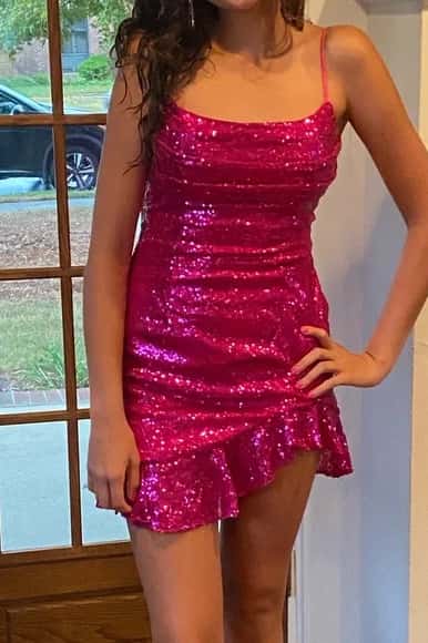 Royal Blue Ruffle Sequin Sheath Short Dress