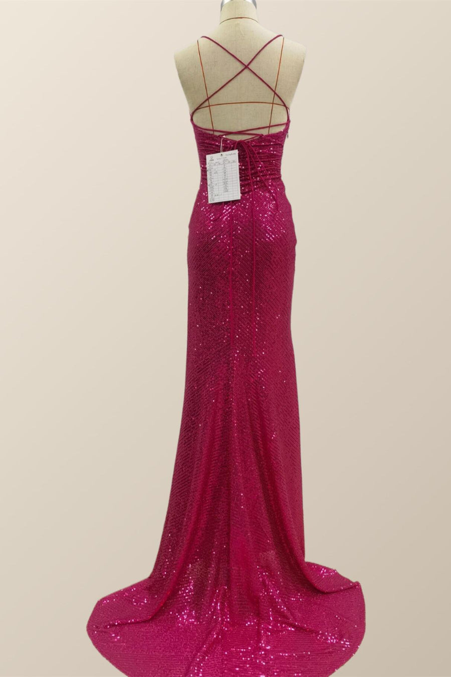 Fuchsia Sequin Mermaid Long Party Dress - Ohmollydress