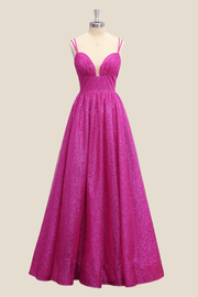 Fuchsia Empire A-line Long Formal Dress