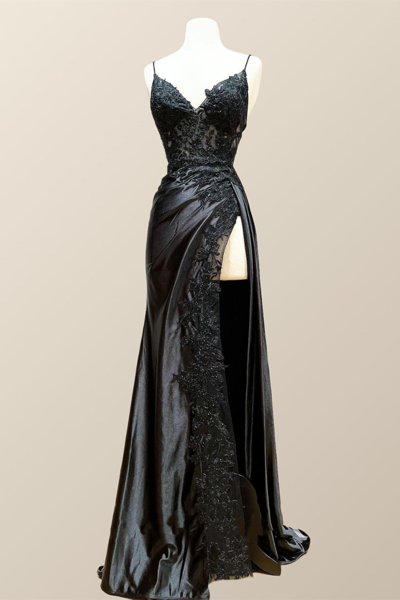 Draped Maxi Dress With Sculptural Skirt And Side Slit - Black main image 1