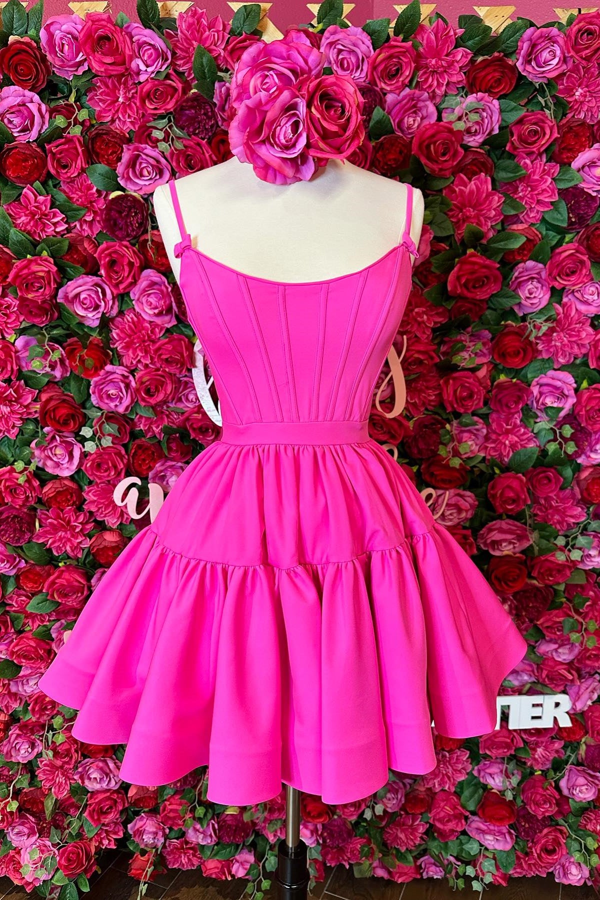 Straps Barbie Pink A-line Short Princess Dress