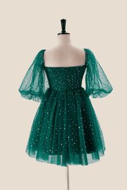 Starry Dark Green Convertible Short Party Dress