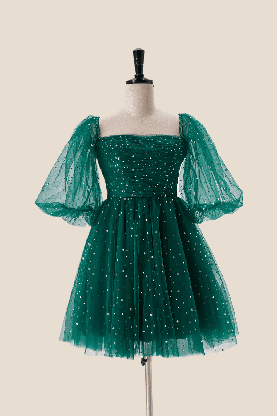 Starry Dark Green Convertible Short Party Dress