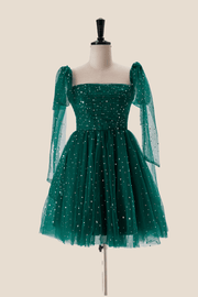Starry Dark Green Convertible Short Party Dress