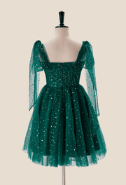 Starry Dark Green Convertible Short Party Dress