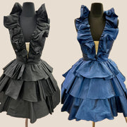 Halter Royal Blue Ruffle Tiered Short Dress