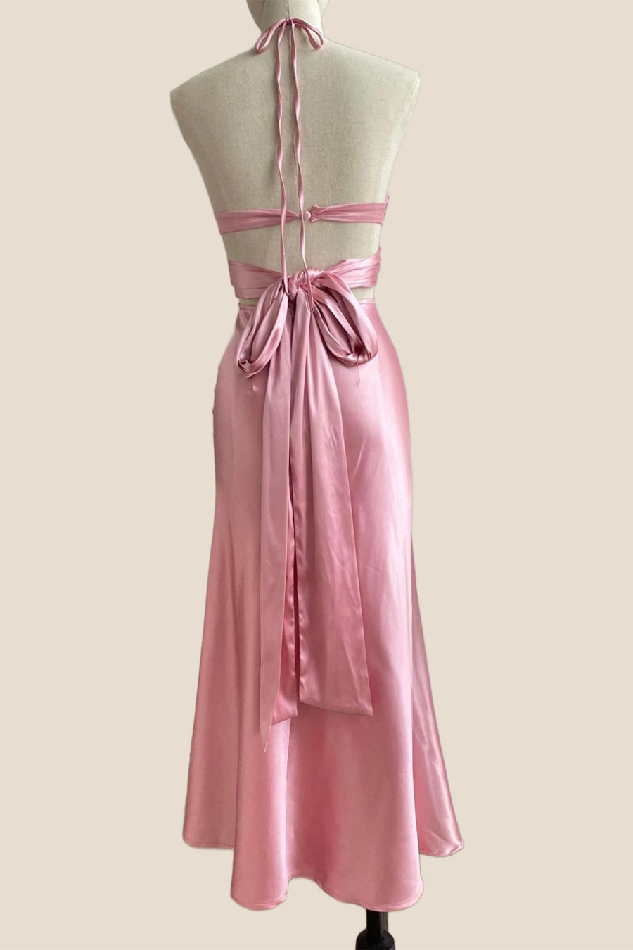 Twist Pink Cutout Halter Midi Dress