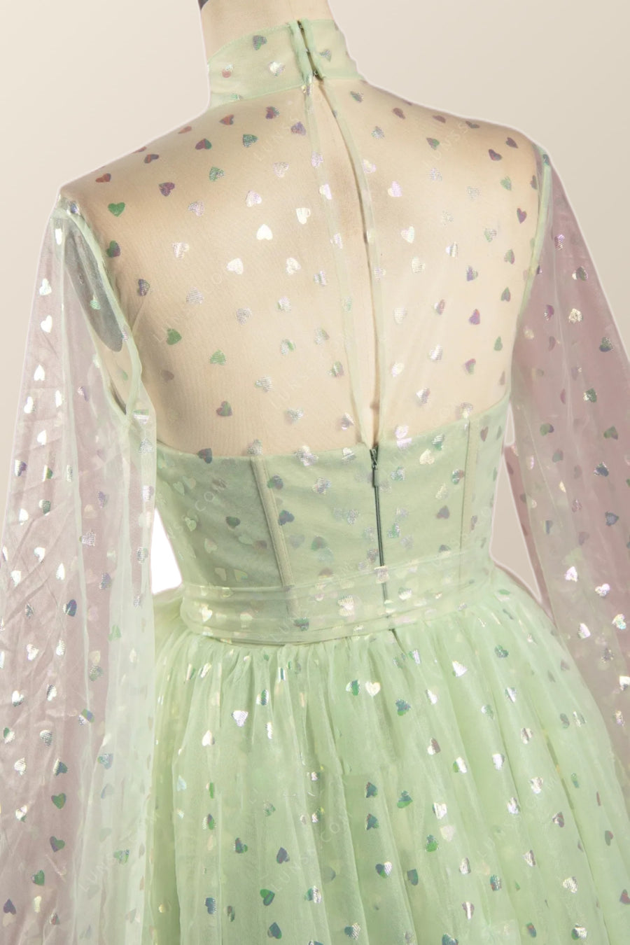 Puffy Long Sleeves Sage Green A-line Homecoming Dress Ohmollydress Puffy Long Sleeves Sage Green A-line Homecoming Dress Ohmollydress