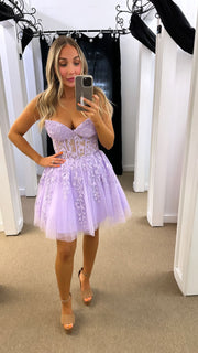 Off the Shoulder Hot Pink Lace Short Homecoming Dress