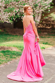 Sweetheart Blue Appliques Fitted Long Formal Dress