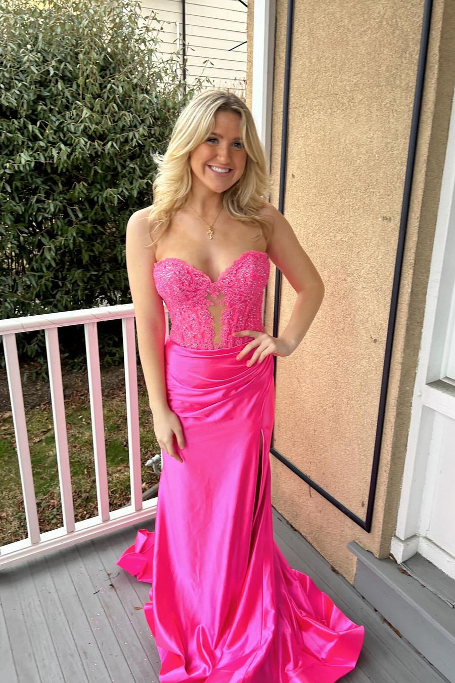Sweetheart Blue Appliques Fitted Long Formal Dress