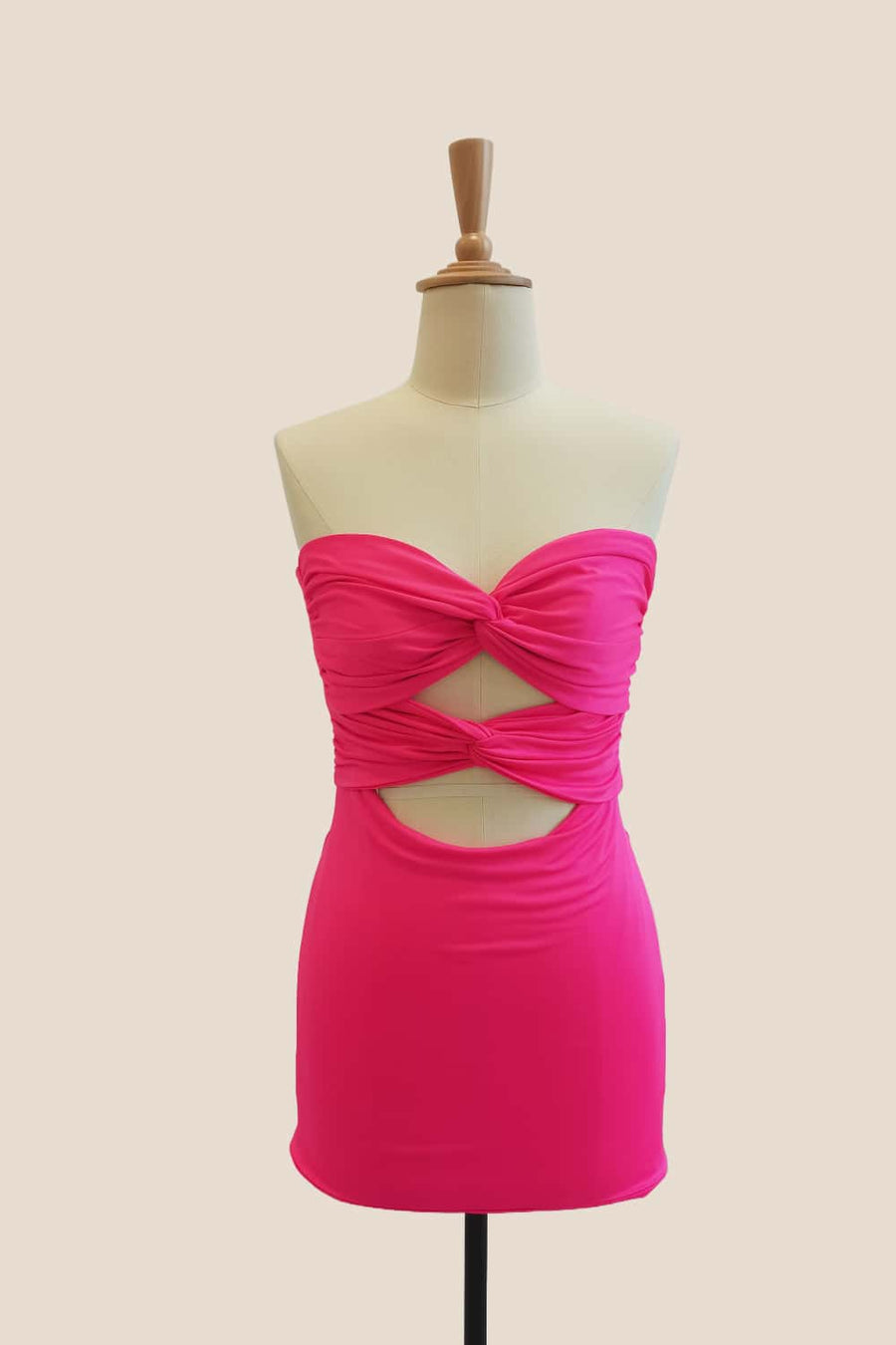 Double Twists Hot Pink Fitted Mini Dress