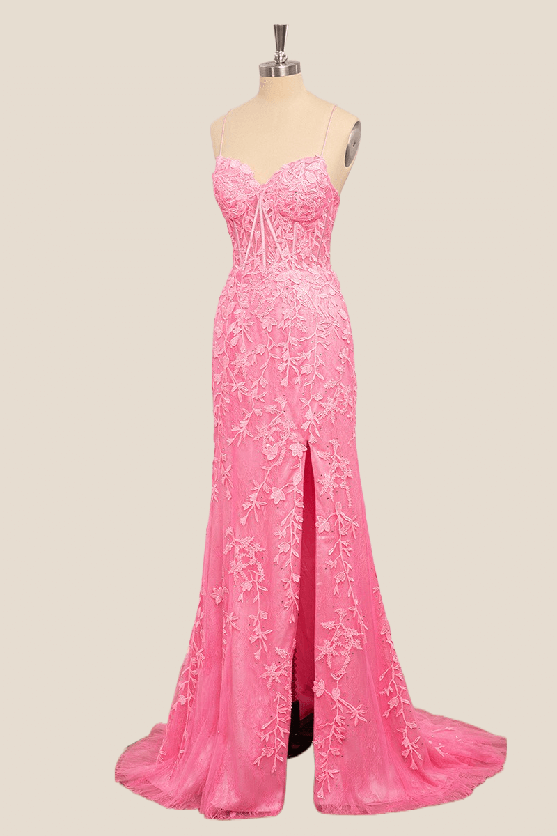 New Arrival Sexy Straps Mermaid Long Prom Dress Floral Lace Evening Dress cc1591