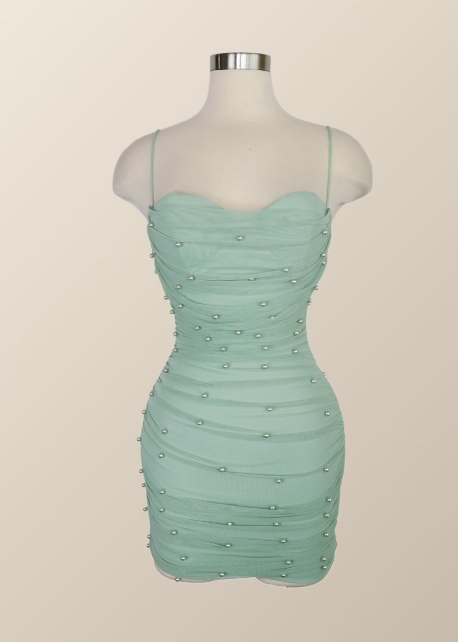 Straps Blue Tight Mini Dress with Pearls Ohmollydress Straps Blue Tight Mini Dress with Pearls Ohmollydress