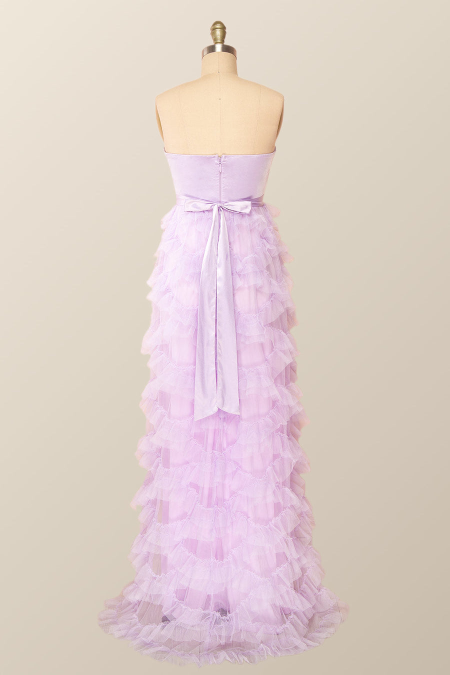 Sweetheart Lavender Tiered Ruffles Long Formal Dress