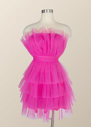 Hot Pink Flare Short Birthday Dress