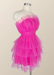 Hot Pink Flare Short Birthday Dress