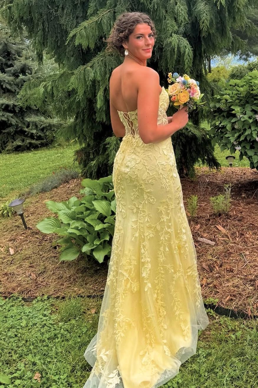 Strapless Hot Pink Lace Mermaid Long Prom Dress